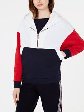 Tommy Hilfiger  Color-Block Hoodie Zip-Up Hooded Sweatshirt Woman's Medium